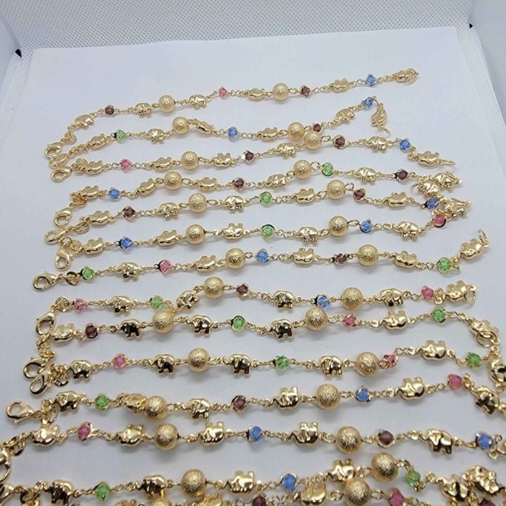 Brand New 5- 6 Elephants with 4 -5 colors gems 2 beaded Bracelet - Picture 3 of 5